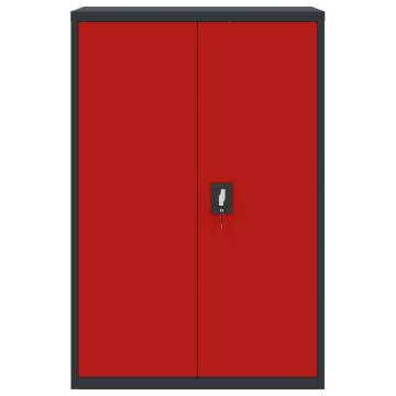 Stylish Anthracite & Red File Cabinet - 90x40x140 cm Steel