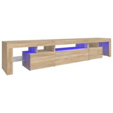 Stylish TV Cabinet with LED Lights - Sonoma Oak - 215x36.5x40 cm