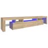 Stylish TV Cabinet with LED Lights - Sonoma Oak - 215x36.5x40 cm