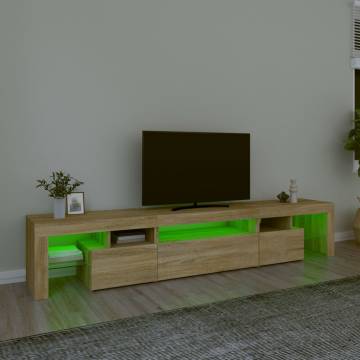 Stylish TV Cabinet with LED Lights - Sonoma Oak - 215x36.5x40 cm