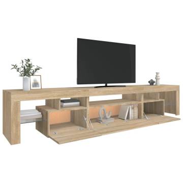 Stylish TV Cabinet with LED Lights - Sonoma Oak - 215x36.5x40 cm