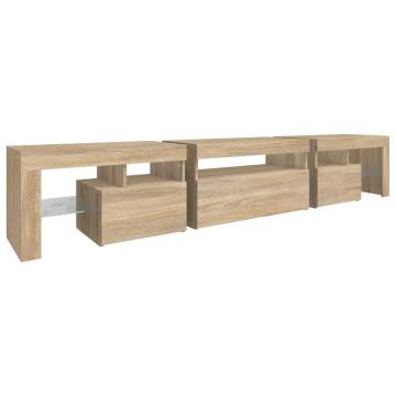 Stylish TV Cabinet with LED Lights - Sonoma Oak - 215x36.5x40 cm