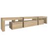 Stylish TV Cabinet with LED Lights - Sonoma Oak - 215x36.5x40 cm