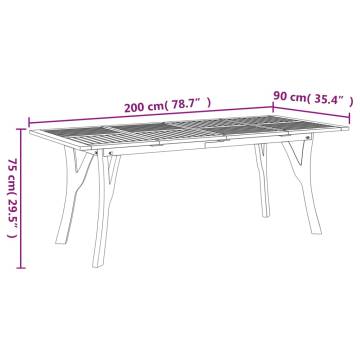 Garden Table 200x90 cm - Solid Acacia Wood | HipoMarket