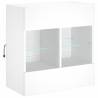 Modern TV Wall Cabinet with LED Lights - White Finish