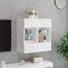 Modern TV Wall Cabinet with LED Lights - White Finish