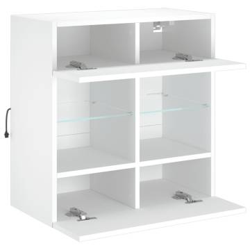 Modern TV Wall Cabinet with LED Lights - White Finish