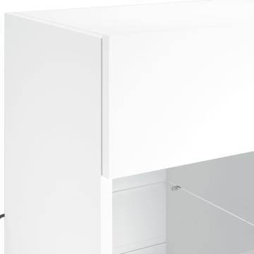 Modern TV Wall Cabinet with LED Lights - White Finish