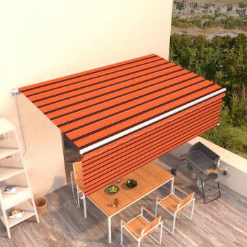 Manual Retractable Awning 5x3m - Orange & Brown | Hipo Market