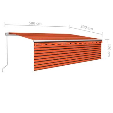 Manual Retractable Awning 5x3m - Orange & Brown | Hipo Market