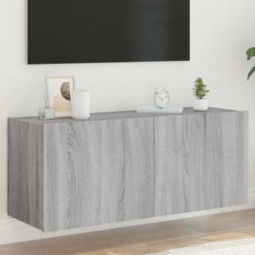 TV Wall Cabinet with LED Lights - Grey Sonoma Design