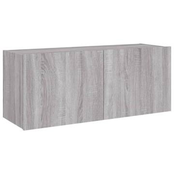 TV Wall Cabinet with LED Lights - Grey Sonoma Design