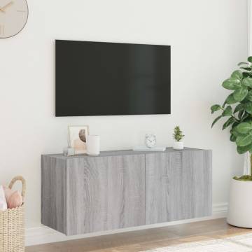 TV Wall Cabinet with LED Lights - Grey Sonoma Design