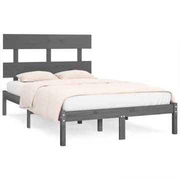 Grey Solid Wood Bed Frame 120x200 cm - Timeless Design