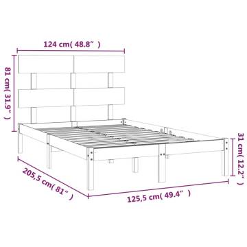 Grey Solid Wood Bed Frame 120x200 cm - Timeless Design