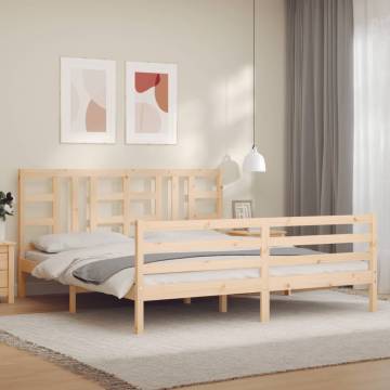 Super King Size Solid Wood Bed Frame with Headboard | HiPoMarket