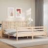 Bed Frame with Headboard Super King Size Solid Wood Colour natural Size 180 x 200 cm 