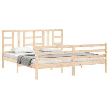 Super King Size Solid Wood Bed Frame with Headboard | HiPoMarket