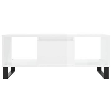 Stylish High Gloss White Coffee Table - 90x50 cm | HipoMarket