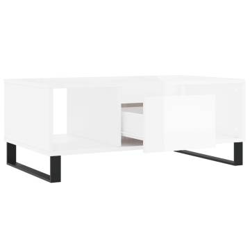 Stylish High Gloss White Coffee Table - 90x50 cm | HipoMarket