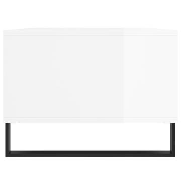 Stylish High Gloss White Coffee Table - 90x50 cm | HipoMarket