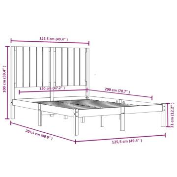 Grey Solid Wood Pine Bed Frame 120x200 cm | Hipo Market