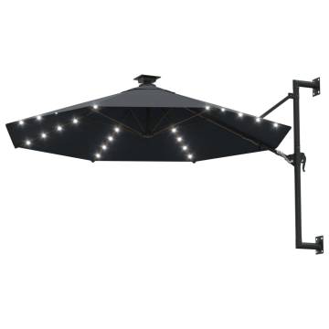 Wall-mounted Parasol with LEDs - 300 cm Anthracite | HipoMarket