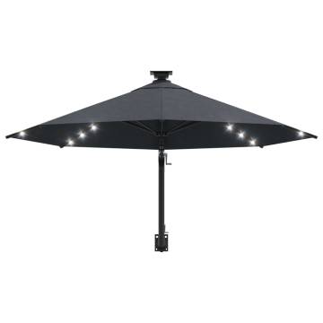 Wall-mounted Parasol with LEDs - 300 cm Anthracite | HipoMarket