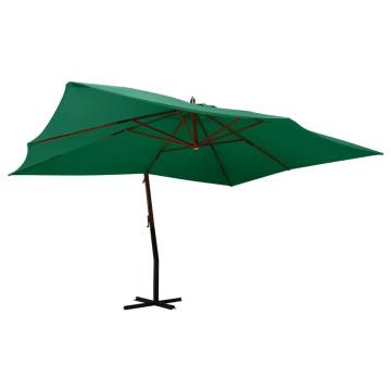 Cantilever Umbrella with Wooden Pole 400x300 cm - Green Shade