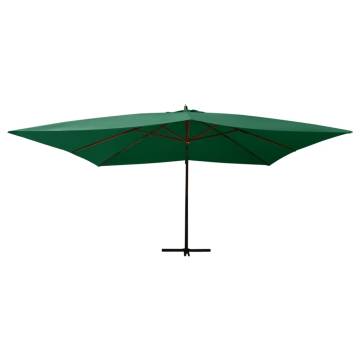 Cantilever Umbrella with Wooden Pole 400x300 cm - Green Shade