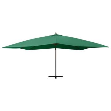 Cantilever Umbrella with Wooden Pole 400x300 cm - Green Shade