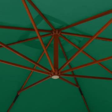 Cantilever Umbrella with Wooden Pole 400x300 cm - Green Shade