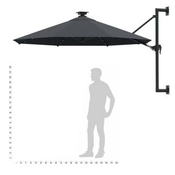 Wall-mounted Parasol with LEDs - 300 cm Anthracite | HipoMarket