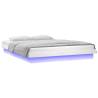 LED Bed Frame White 150x200 cm King Size - Solid Wood