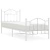 Elegant White Metal Bed Frame with Headboard 90x200 cm