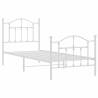 Elegant White Metal Bed Frame with Headboard 90x200 cm