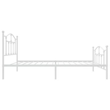 Elegant White Metal Bed Frame with Headboard 90x200 cm