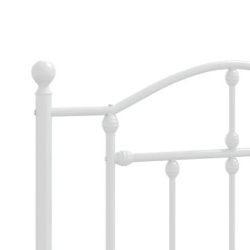 Elegant White Metal Bed Frame with Headboard 90x200 cm