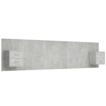 Sturdy Bed Headboard with Cabinets - Concrete Grey - HipoMarket