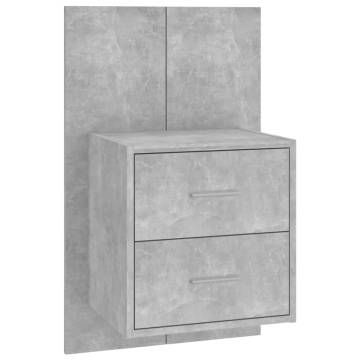 Sturdy Bed Headboard with Cabinets - Concrete Grey - HipoMarket