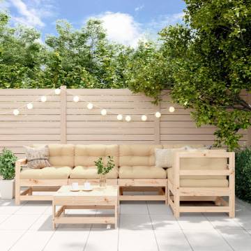 6 Piece Garden Lounge Set - Solid Wood Pine | HipoMarket