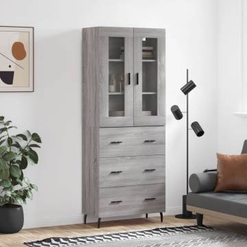 Stylish Highboard Grey Sonoma - 69.5x34x180 cm Engineered Wood