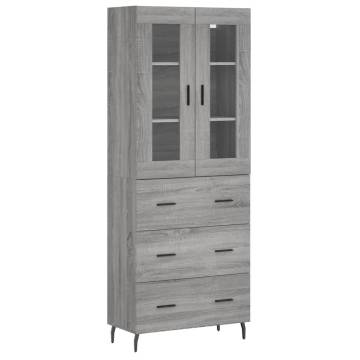 Stylish Highboard Grey Sonoma - 69.5x34x180 cm Engineered Wood