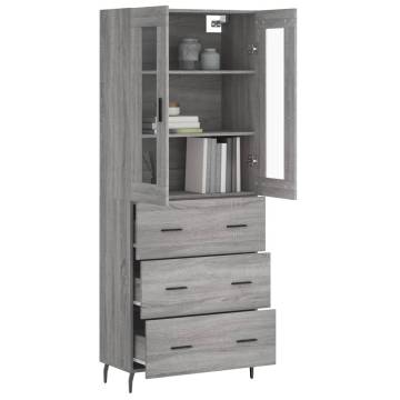 Stylish Highboard Grey Sonoma - 69.5x34x180 cm Engineered Wood