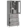 Stylish Highboard Grey Sonoma - 69.5x34x180 cm Engineered Wood