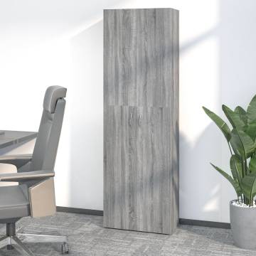 Elegant Grey Sonoma Office Cabinet - 60x32x190 cm