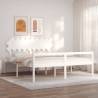 Bed Frame with Headboard White Super King Size Solid Wood Colour white Size 180 x 200 cm 