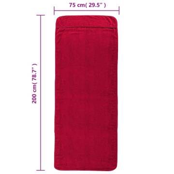 Burgundy Beach Towels 2 pcs - Soft & Quick Dry - 75x200 cm