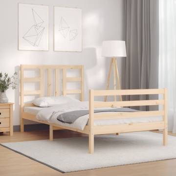 Single Solid Wood Bed Frame with Headboard | HipoMarket