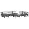 8 Piece Garden Lounge Set - Grey Solid Wood Pine | HipoMarket